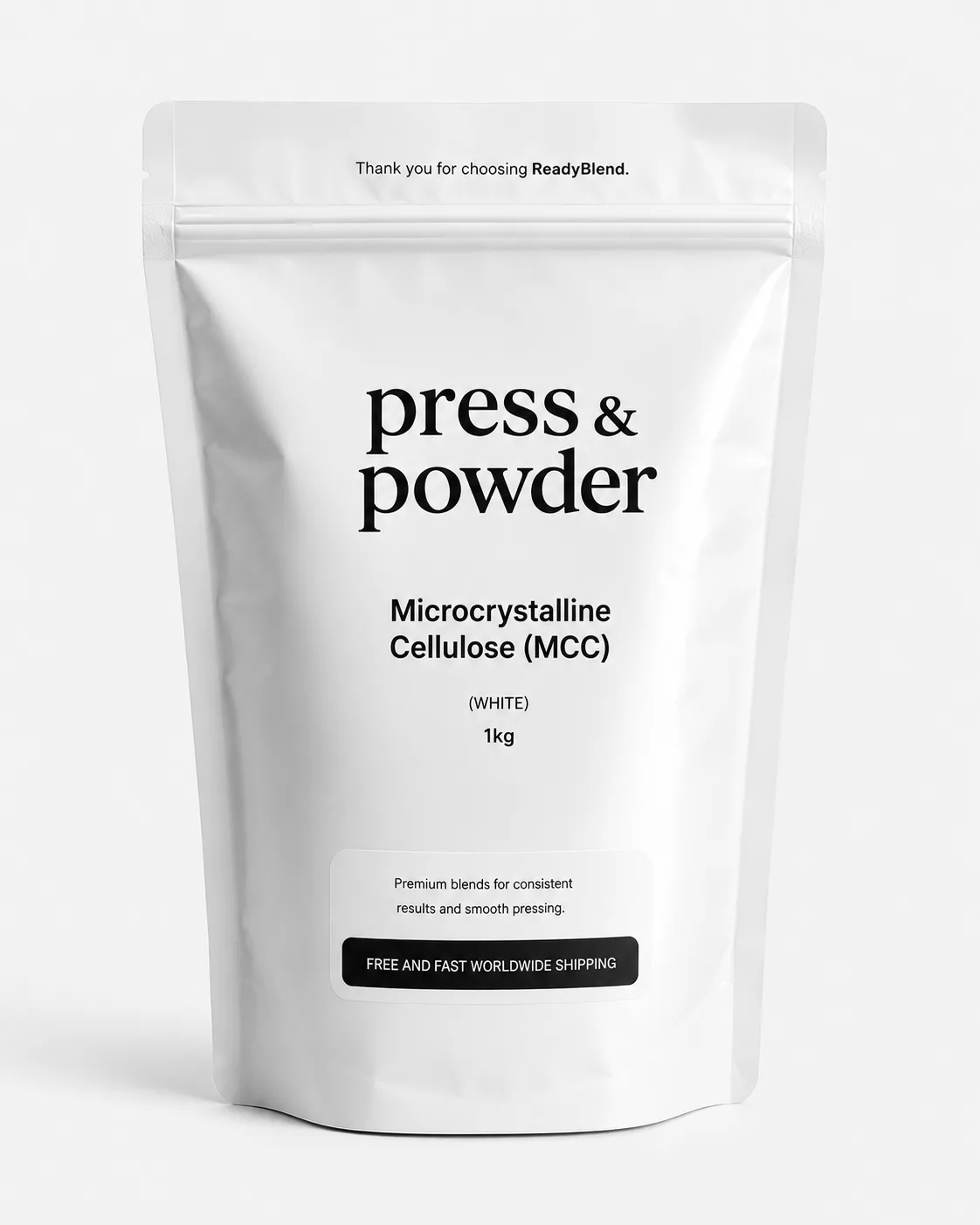 Microcrystalline Cellulose (MCC) powder, Press & Powder branded 1kg bag