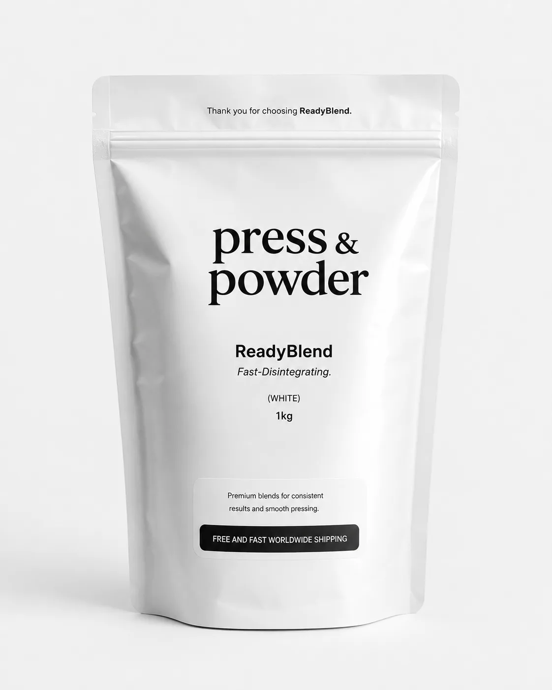 ReadyBlend Fast-Disintegrating direct-compression powder, Press & Powder branded 1kg bag